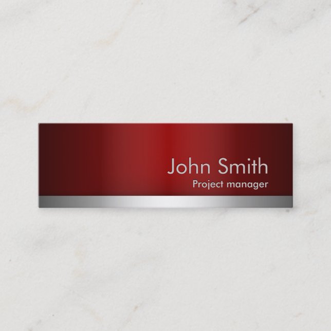 Professional Red Metal Mini Business Card (Front)