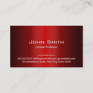 Professional Red Metal Professor Business Card