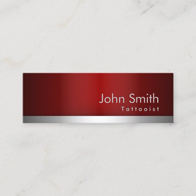 professional Red Metal Tattoo Art Business Card (Front)