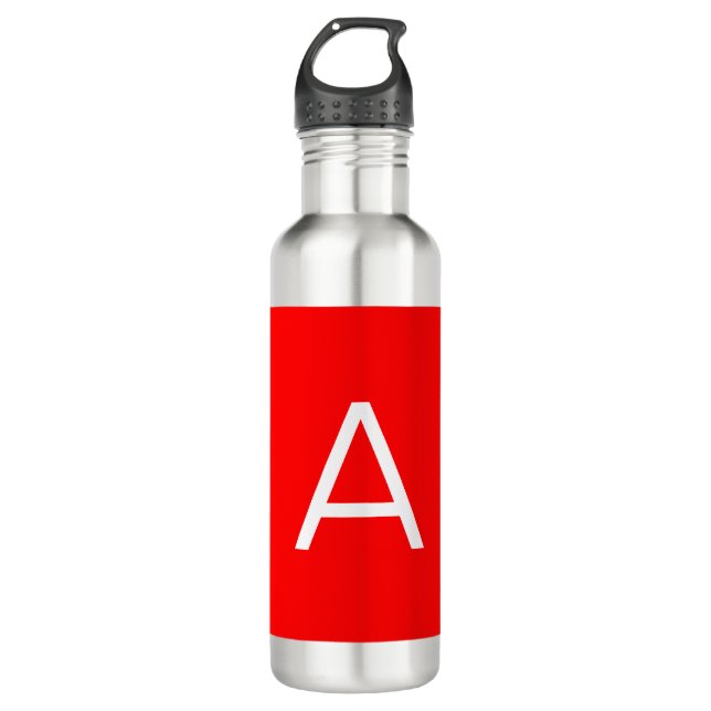 Professional red monogram initial letter 710 ml water bottle (Front)