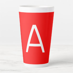 Professional red monogram initial letter latte mug