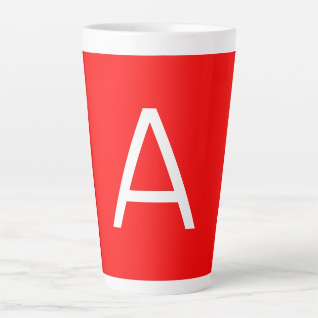 Professional red monogram initial letter latte mug (Front)