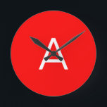 Professional red monogram initial letter round clock<br><div class="desc">This template can be customized to meet all personal occupations.</div>