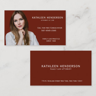 Professional Red Photo Attorney Business Card