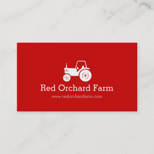 Professional red white tractor farm business card (Front)