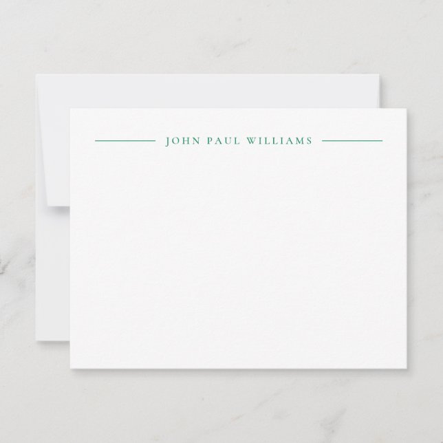 Professional Refined Modern Centre Name Chic Green Card (Front)
