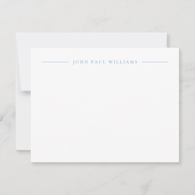 Professional Refined Modern Centre Name Dusty Blue Card (Front)
