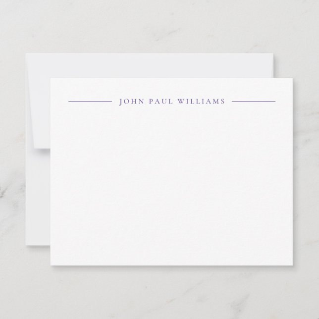 Professional Refined Modern Centre Name Purple Card (Front)