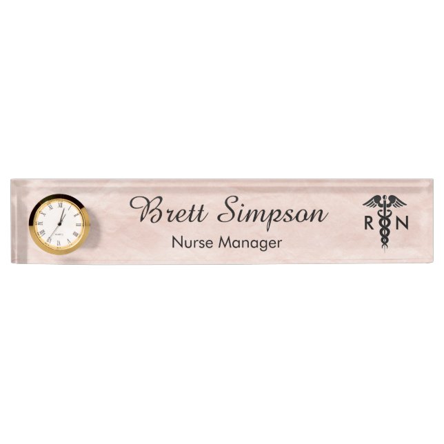 Professional Registered Nurse Elegant Pink Nameplate (Front)