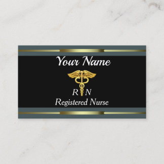 Professional Registered Nurse Gold and Black Business Card