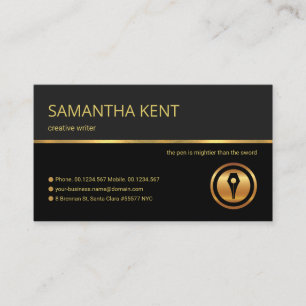 Professional Retro Gold Line Grey Shade Writer Business Card