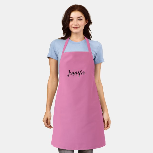Professional retro vintage pink add your name apron (Worn)