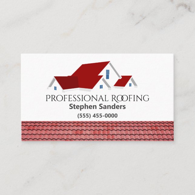 Professional Roofing Construction Company Business Card (Front)