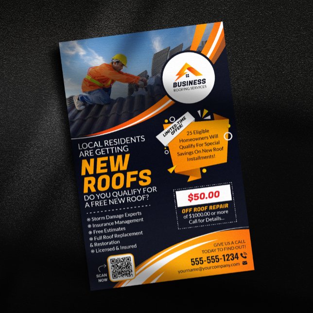 Professional Roofing Construction Gutter Shingles Flyer (Creator Uploaded)