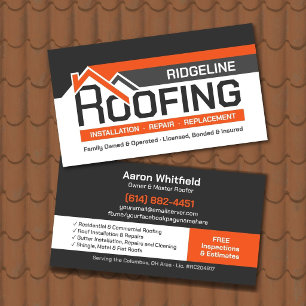 Professional Roofing Contractor - Roofer Business Card