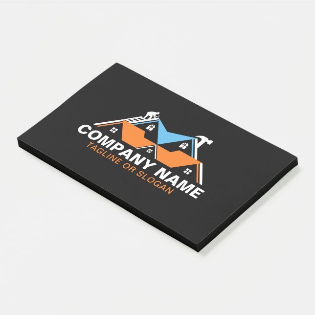 Professional Roofing Remodeling Orange Blue House Post-it Notes (Angled)