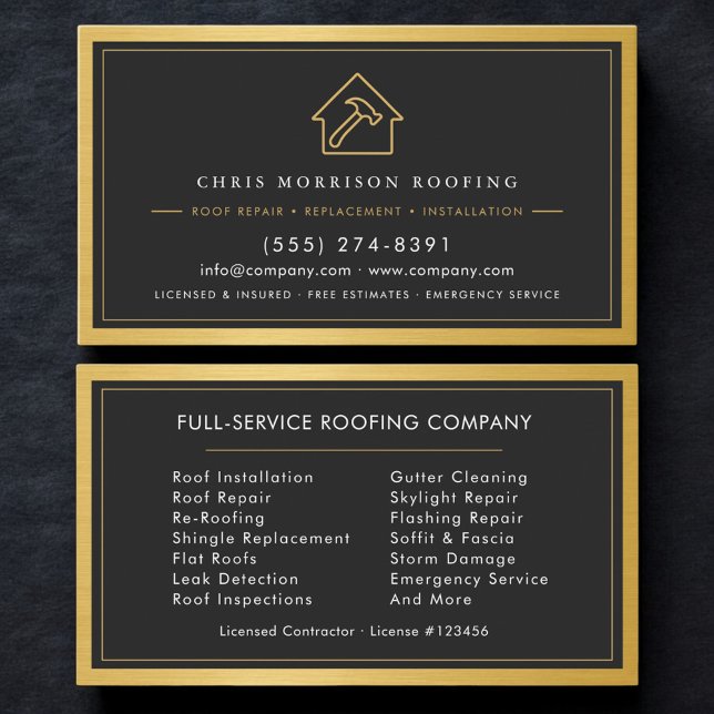 Professional Roofing Roofer Construction Services Business Card (Creator Uploaded)