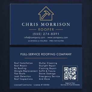 Professional Roofing Roofer QR Code Business Card