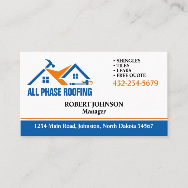 Professional Roofing Service Business Card (Front)