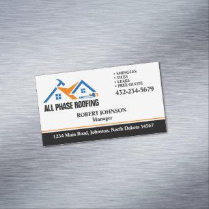 Professional Roofing Service Magnetic Business Card