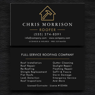 Professional Roofing Services Roofer Business Card