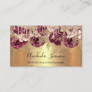 Professional Rose Gold Flowers Drip QR CODE Logo  Business Card