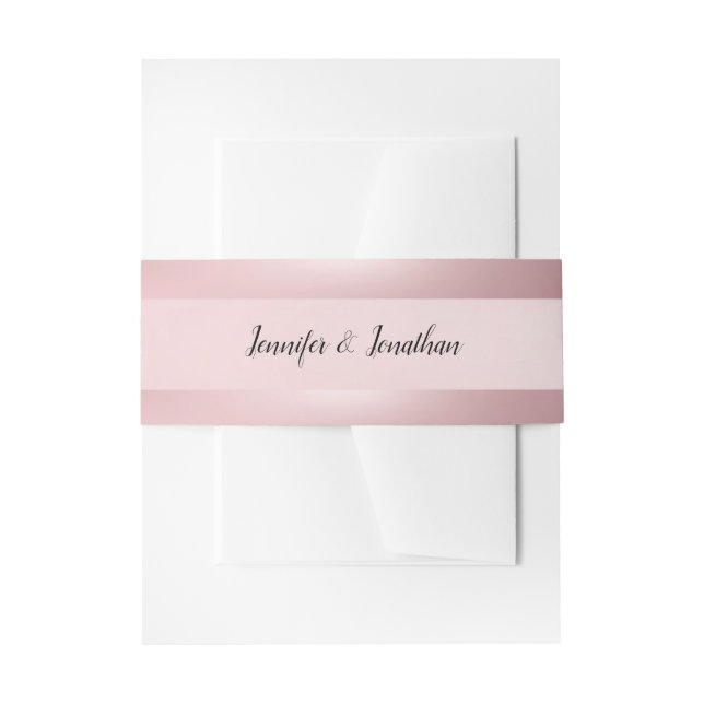 Professional Rose Gold Modern Calligraphy Script Invitation Belly Band (Front Example)