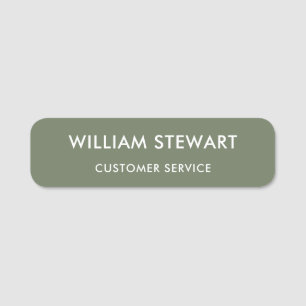 Professional Sage Green Minimal Employee Staff Name Tag