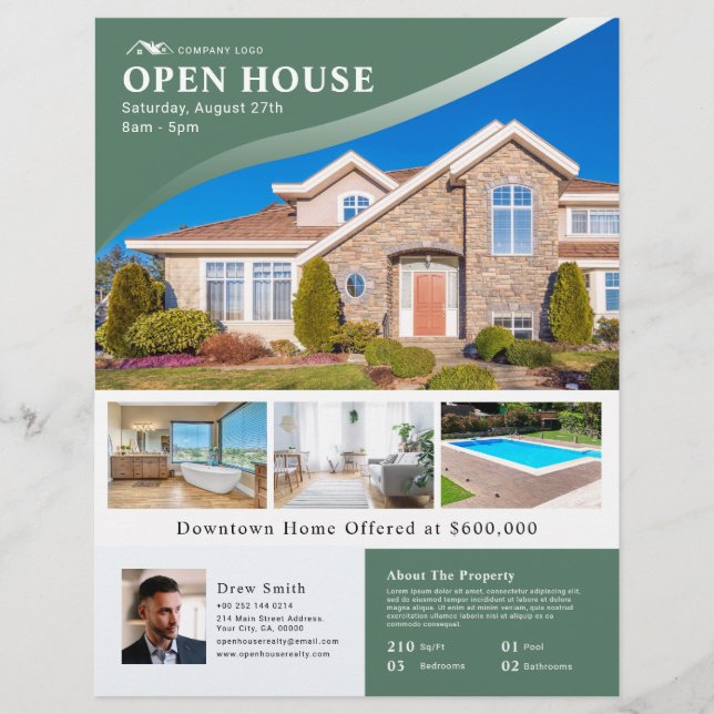 Professional Sage Open House Real Estate Flyer (Front)