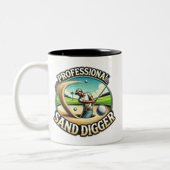 Professional Sand Digger – Golf Humor Two-Tone Coffee Mug (Left)