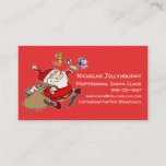 Professional Santa Claus Funny Informal Cartoon Business Card<br><div class="desc">Informal but stylish and funny business card for professional Santas to hand out. A strutting jolly cartoon Santa delivering Christmas gifts,  with customizable white text on red background.</div>