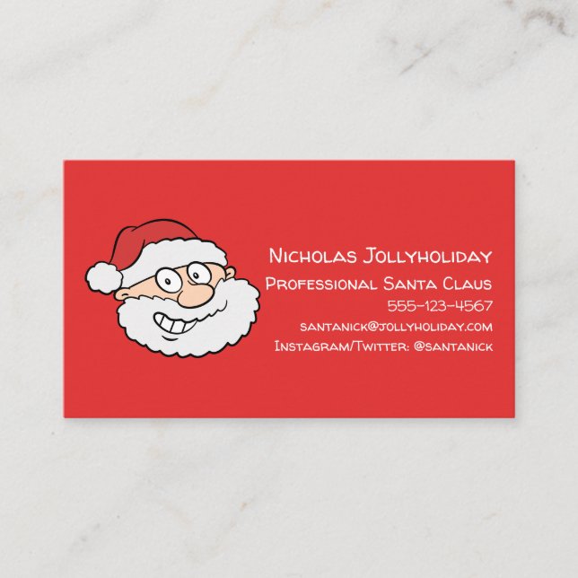 Professional Santa Claus Funny Informal Cartoon Business Card (Front)