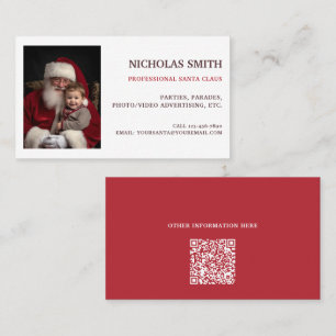 Professional Santa Claus QR Code Photo Business Card