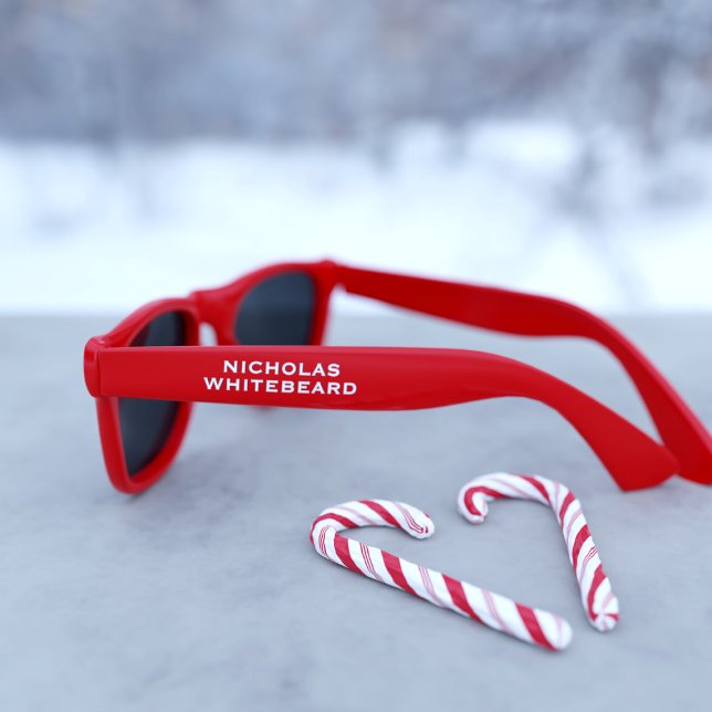 Professional Santa Claus Red Christmas Holiday Sunglasses (🎅 Suitable for all Professional Santas  - just add your name!)