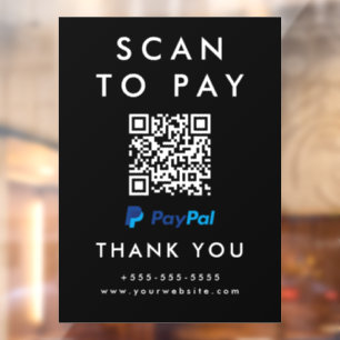 Professional Scan to Pay Paypal QR Code Black Window Cling