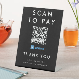 Professional Scan to Pay Venmo QR Code Black Pedestal Sign