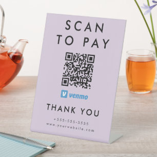 Professional Scan to Pay Venmo QR Code Purple Pedestal Sign
