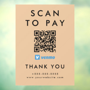 Professional Scan to Pay Venmo QR Code Rustic Window Cling