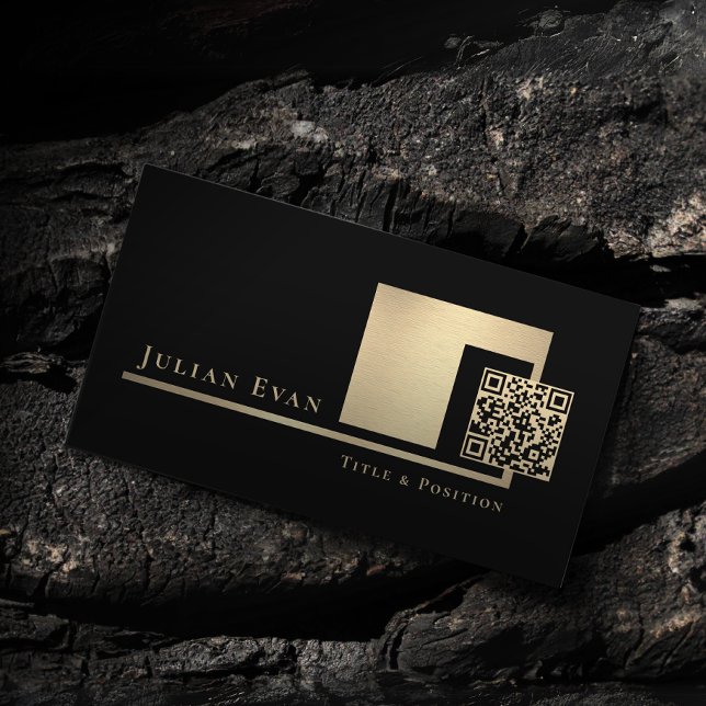 Professional Scannable Black and Gold QR code Business Card (Creator Uploaded)
