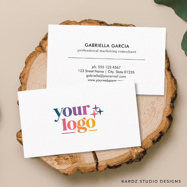 Professional Scannable QR Code Logo Minimalist Business Card (Front and back of the business card are shown in standard size. Choose size, corner + paper style.)