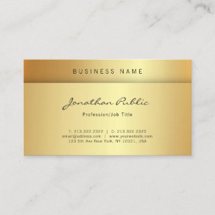 Professional Script Elegant Gold Glamour Plain Business Card