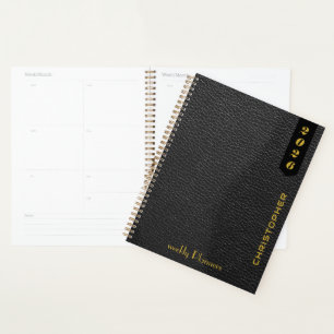 Professional Script on Black Leather Pattern Planner