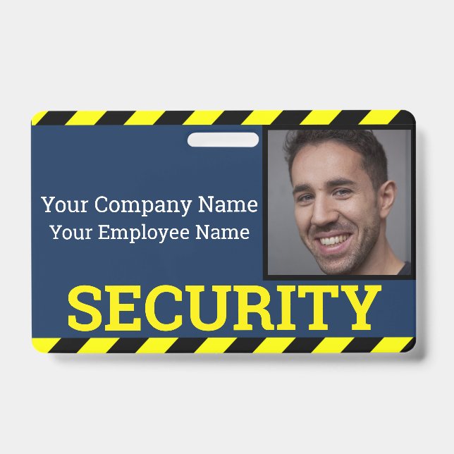 Professional Security Guard Blue & Yellow Caution  Badge (Front)