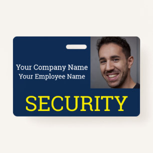 Professional Security Guard Blue & Yellow Photo ID Badge