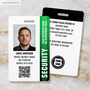 Professional Security Guard Officer ID Photo Green Badge