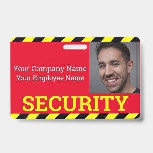 Professional Security Guard Red & Yellow Caution Badge