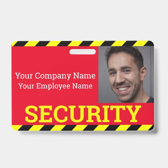 Professional Security Guard Red & Yellow Caution  Badge (Front)