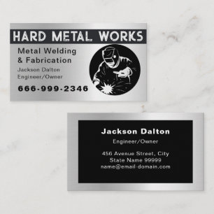Professional Shiny Black Welding Metal Fabricator Business Card