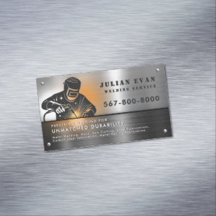Professional Shiny Black Welding Metal Fabricator  Magnetic Business Card