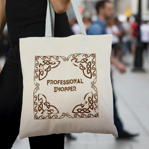 Professional Shopper Brown Tribal Celtic Knot  Tote Bag